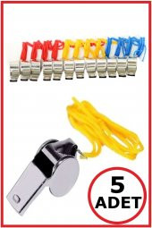 Metal Düdük Renkli Ipli Deprem Düdüğü 5 Adet - 1