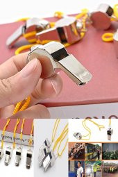 12 Adet Yüksek Ses Desibel Arama Kurtarma Deprem Bölgesine Uygun Paslanmaz Çelik Sağlam Metal Düdük - 1