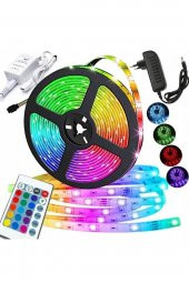 3 Çipli Rgb Şerit Led Iç Ve Dış Mekan 5 Metre Set Tak Çalıştır 16 Renk Adaptörlü Kumandalı - 1
