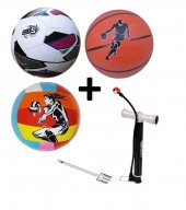 Çocuk Yetişkin Futbol Topu Voleybol Topu Basketbol Topu Seti + Pompa+top Iğnesi - 1