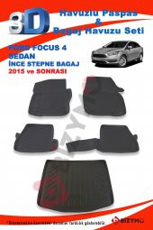 Ford Focus 4 İnce Stepne Sedan 2015 Ve Sonrası Paspas ve Bagaj Havuzu Seti thumbnail 2