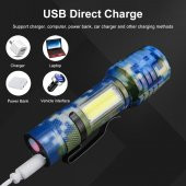 Tak-02 Ultra Güçlü 2500 Lumens + 5w Cob Led Usb Şarjlı El Feneri Kutulu Kamp Feneri Avcılık Feneri - 3