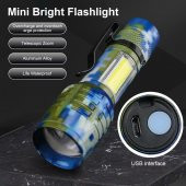 Tak-02 Ultra Güçlü 2500 Lumens + 5w Cob Led Usb Şarjlı El Feneri Kutulu Kamp Feneri Avcılık Feneri - 3