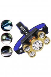 5 Led Ultra Güçlü Bisiklet Motorsiklet Avcı Balıkçı Kamp Çadır Tamirci Şarjlı Kafa Lambası Feneri - 1