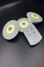 3lü Uzaktan Kumandalı Yapışkanlı Kablosuz Led Spot Lambalar - 3