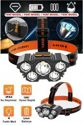 5 Led Ultra Güçlü Bisiklet Motorsiklet Avcı Balıkçı Kamp Çadır Tamirci Şarjlı Kafa Lambası El Feneri - 1
