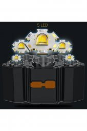 5 Led Ultra Güçlü Bisiklet Motorsiklet Avcı Balıkçı Kamp Çadır Tamirci Şarjlı Kafa Lambası El Feneri - 2