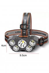 Çok Fonksiyonlu 5 Led Şarjlı Ultra Güçlü Kafa Lambası Feneri Ipx5 Su Geçirmez Litym Lion Batarya X5 - 3