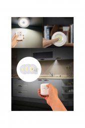 Uzaktan Kumandalı Yapışkanlı Kablosuz Pilli Led 3lü Spot Lamba - 1