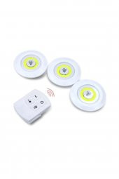 3 Lü Kumandalı Yapışkanlı Kablosuz Pilli Led Spot Lamba - 1