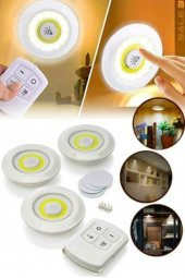 Uzaktan Kumandalı 3 Lü Spot Led Lamba Kablosuz Pilli Işıldak - 1