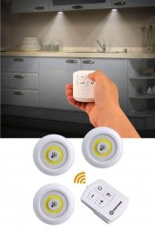 3lü Uzaktan Kumandalı Yapışkanlı Kablosuz Led Spot Lambalar - 1