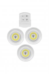 Uzaktan Kumandalı 3 Lü Spot Led Lamba Kablosuz Pilli Işıldak - 2