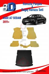 Audi A7 Sedan 2011+ Bej Havuzlu Paspas ve Bagaj Seti Bizymo - 2