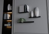 Rafburada® Siyah Dekoratif Metal Duvar Rafı, Kitaplık - 1