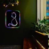Veraart Işıklı Kişiselleştirilebilir Kedi Temalı Tablo Gayne Dekoratif Gece Lambası 40 cm - 7