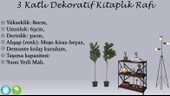 3 Katlı Kitaplık - Ahşap Duvar Rafı, Dekoratif Raf  Beyaz - 1