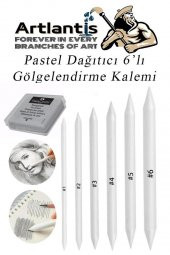Pastel Dağıtıcı Gölgelendirme Kalemi 6 Lı 1 Paket Ve 1 Adet Hamur Silgi Kaynaştırma Kalemi Kara Kalem Dağıtıcı Kalem Kağıt Kalem - 1