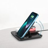 ScHitec 4in1 Kablosuz Wireless Hızlı Şarj Ünitesi 18.5W ve Gece Lambası Siyah - 1