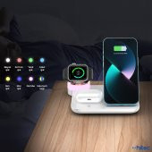 ScHitec 4in1 Kablosuz Wireless Hızlı Şarj Ünitesi 18.5W ve Gece Lambası Beyaz - 3