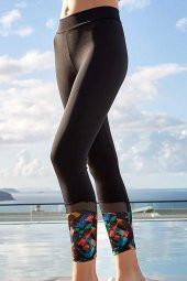 Kadın Desenli File Detaylı Uzun Tayt Berrak-11032 - 1