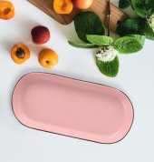 Keramika Noyan 26 cm Kayık Tabak Mat Pembe Kahverengi Fileli - 1