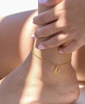 Harf Model Kişiye Özel 925 Ayar Gümüş Kadın Halhal - 1