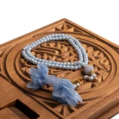 Gül Püsküllü Tesbih Bebe Mavi (99lu - 6mm) - 1