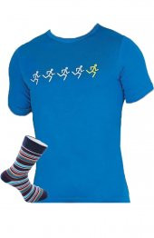 Dode Flora Erkek Modal Likralı Koşan Adam Özel Hediye Kutulu Tişört Çorap Kombinasyonu - 7