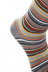 Dode Flora Erkek Pamuk Dikişsiz İnce Çizgili Renkli Konforlu Rahat Özel Seri 3'lü Soket Çorap thumbnail 4