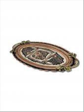 Morya Bakır Tepsi Gül Çiçek Oval 43 cm x 24 cm - 1