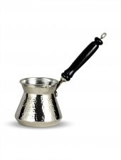 Morya Bakır Cezve Ahşap Sap Kalın Dövme Nikelli Topak 225 ml - 1
