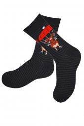 Dode Flora Club Erkek Pamuk Merry Christmas Geyik Desenli Yılbaşı Çorabı - 1