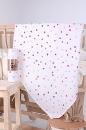 Babyhola Müslin Örtü 80x80cm Benek Desen Organik Hediyelik Emzirme Alt Açma Yenidoğan Puset Örtüsü - 1