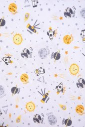 Babyhola Müslin Örtü 80x80cm Uzay Desen Organik Hediyelik Emzirme Alt Açma Yenidoğan Puset Örtüsü - 3