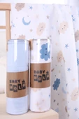 Babyhola 2'li Müslin Örtü Seti 80x80cm Kutulu Organik Hediyelik Emzirme Alt Açma Yenidoğan Puset Örtüsü - 11
