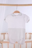 Kısa Kol Çizgili Erkek Bebek Yazlık Triko Tulum 5502 - 4