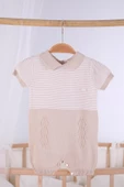 Kısa Kol Çizgili Erkek Bebek Yazlık Triko Tulum 5502 - 9