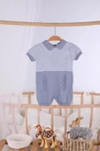 Kısa Kol Çizgili Erkek Bebek Yazlık Triko Tulum 5502 - 12