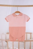Kısa Kol Çizgili Erkek Bebek Yazlık Triko Tulum 5502 - 7
