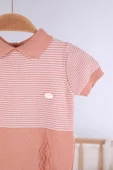Kısa Kol Çizgili Erkek Bebek Yazlık Triko Tulum 5502 - 6