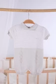 Kısa Kol Çizgili Erkek Bebek Yazlık Triko Tulum 5502 - 2