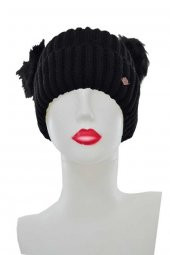 Suyutti Kadın Çift Ponponlu Örme Bere (P-K22004-01) - 9