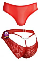 Papatya Kadın Arka Dantelli Transparan Zincir Detaylı Külot - 1