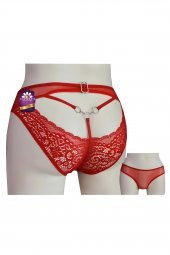 Papatya Kadın Arka Dantelli Transparan Zincir Detaylı Külot - 2