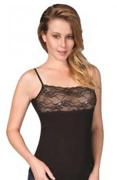 Kadın Ribana Geniş Dantelli İp Askılı Atlet Berrak-2118 - 1