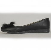 Pink 0660 Pudra-Siyah Rahat Günlük Bayan Abiye Babet Ayakkabı thumbnail 3