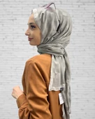 Piramit Dama Desenli Monogram Şal 00876  DUMAN - 1