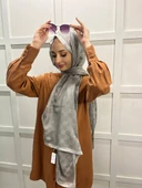 Piramit Dama Desenli Monogram Şal 00876  DUMAN - 2