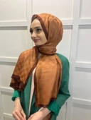 Piramit Dama Desenli Monogram Şal 00876  ÇİKOLATA thumbnail 3